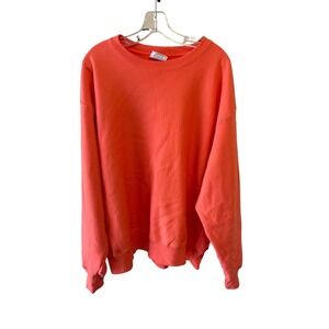 Champion Reverse Weave Crewneck Sweatshirt Coral Orange Mens XL Solid Pullover